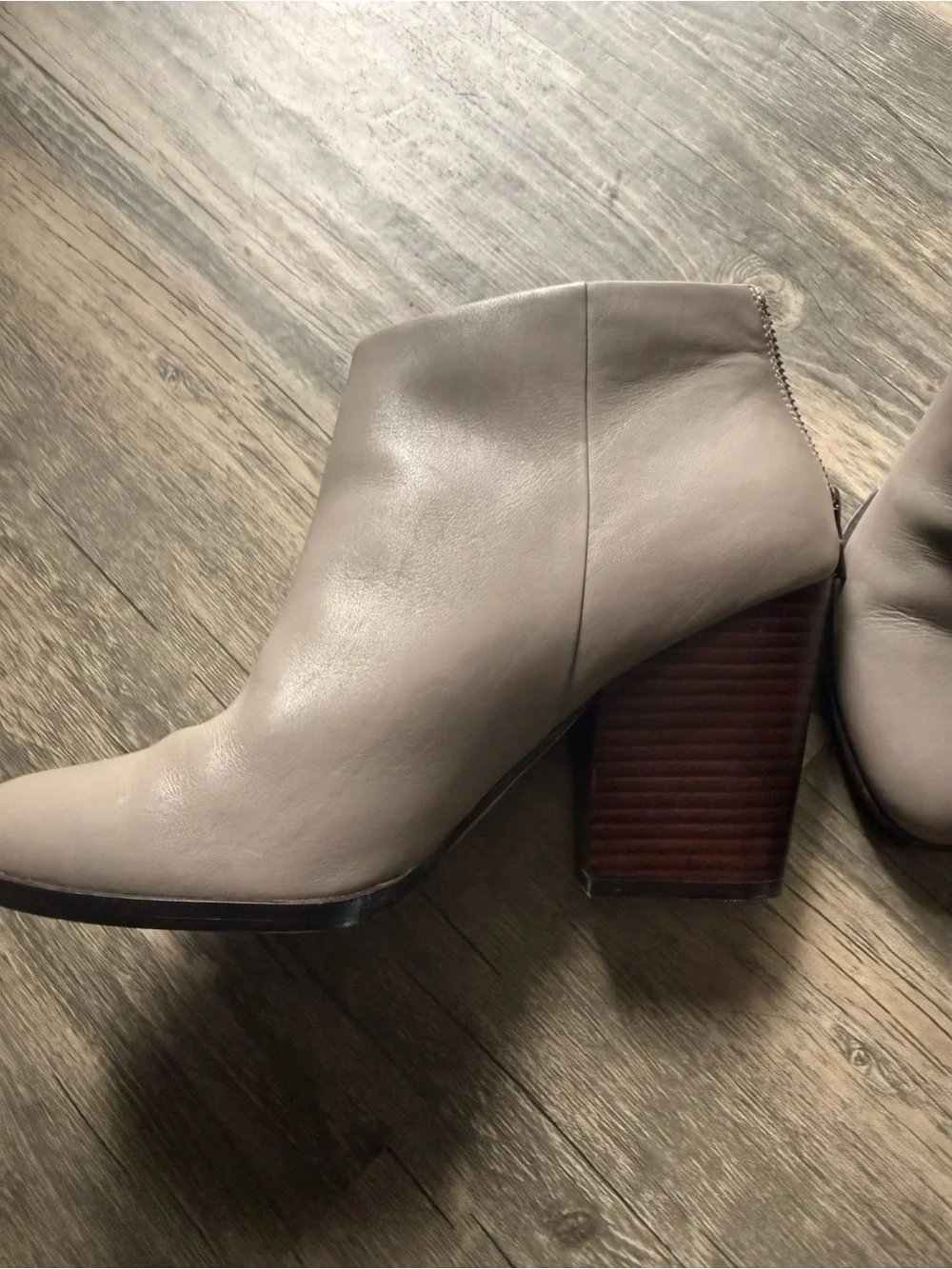 Cole Haan Women's Dey Taupe Leather Ankle Bootie with Stacked Heel 8.5